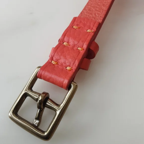 J. CREW Skinny Orange Leather Belt Brass Buckle Sz Small  - 61930EUC - Picture 4 of 5